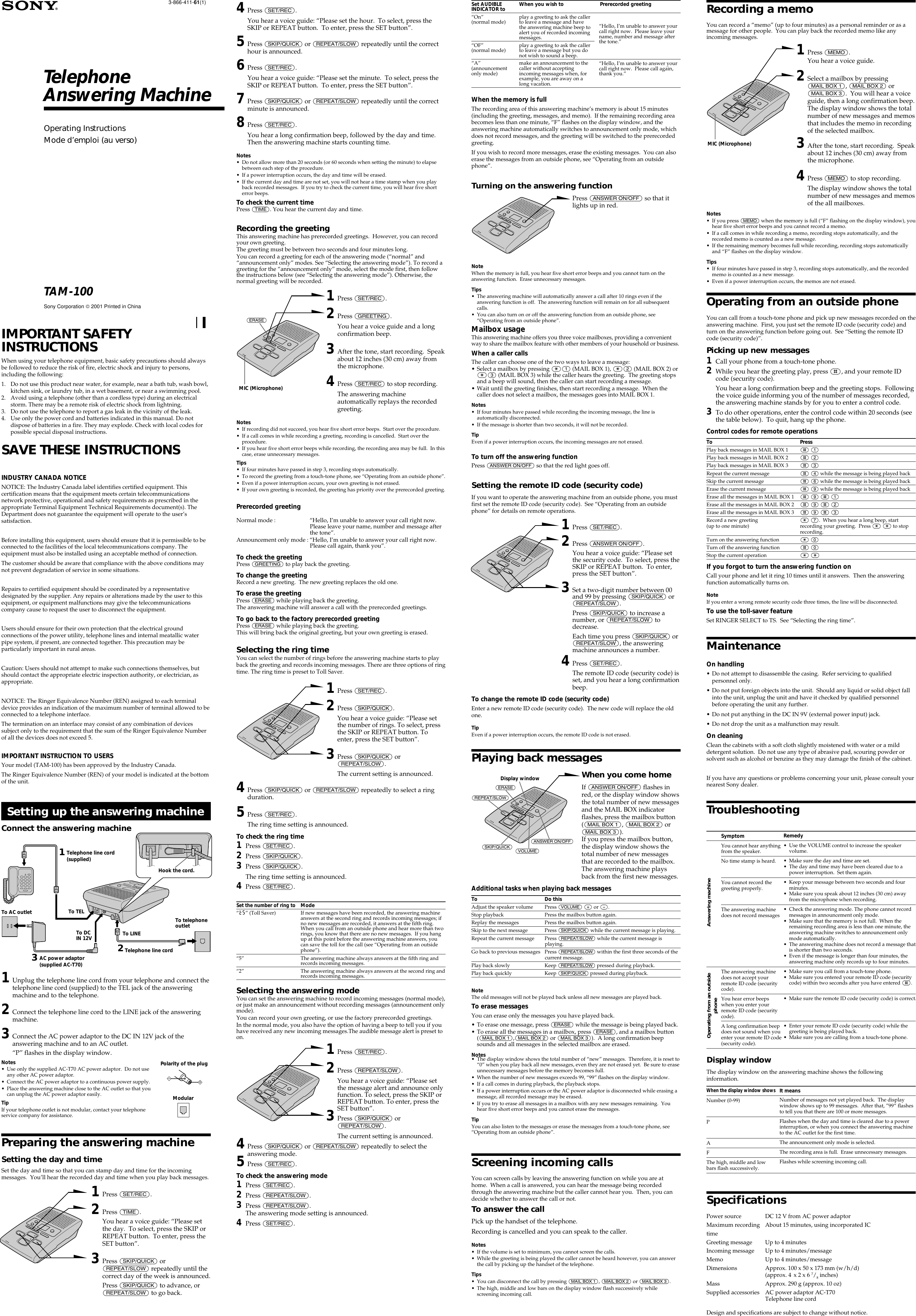 Panasonic answering machine manual